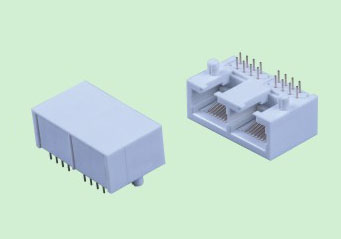 大量供应RJ45 TAB DOWN插座5622 1x2全塑DIP插板网络连接器