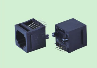 RV012-1 RJ45立式全塑斜边有耳DIP