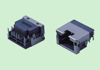 RJ45插座TAB UP沉板5.8 DIP带屏蔽带灯超薄型网络连接器