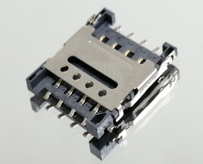 MICRO SIM卡座 CARD4+2PIN 掀盖式 H=1.50 16.0+14. 9+1.5