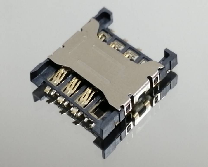 MICRO SIM卡座 SOCKET 6PIN 1.50H 焊脚内折防溃PIN 13.40+14. 40+1.5