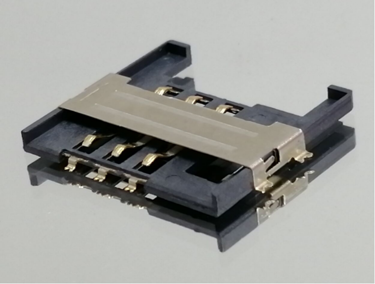 SIM卡座 6PIN 连桥有档 H=1.90 15.3+16. 2+1. 9